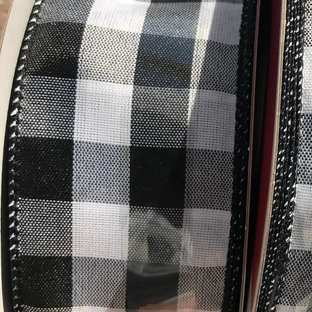 NWT 1 Celebrate It Checkered Wired Jumbo Ribbon Black/White Rolls